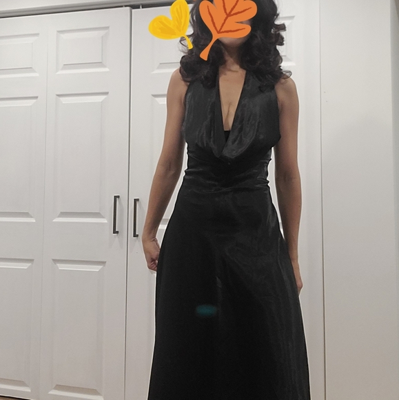 Satin black halter dress - Picture 3 of 7
